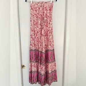 Aakaa Pink Floral Strapless Maxi Dress
